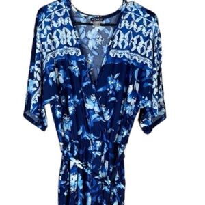 VENUS Blue and White Floral Jumpsuit